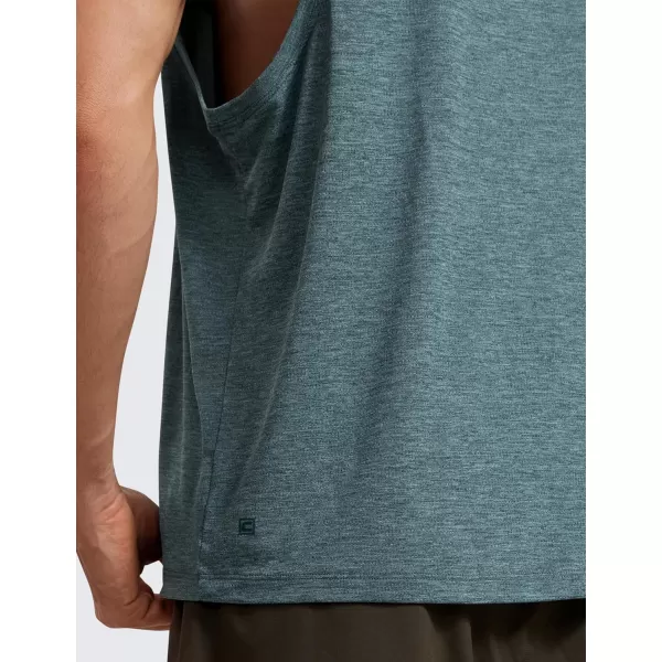 CRZ YOGA Mens Lightweight Tank Tops Quick Dry Sleeveless Athletic Running Workout Top Muscle Tee ShirtsSmoked Spruce Heather