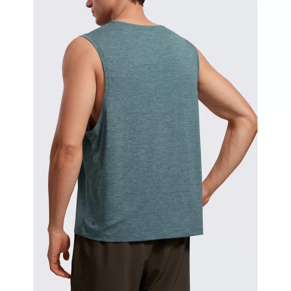 CRZ YOGA Mens Lightweight Tank Tops Quick Dry Sleeveless Athletic Running Workout Top Muscle Tee ShirtsSmoked Spruce Heather