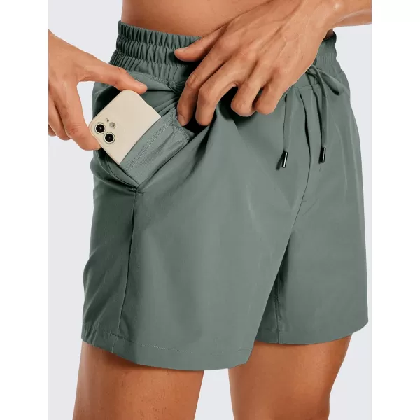 CRZ YOGA Mens Linerless Workout Shorts  5 Lightweight Quick Dry Running Sports Athletic Gym Shorts with PocketsGrey Sage