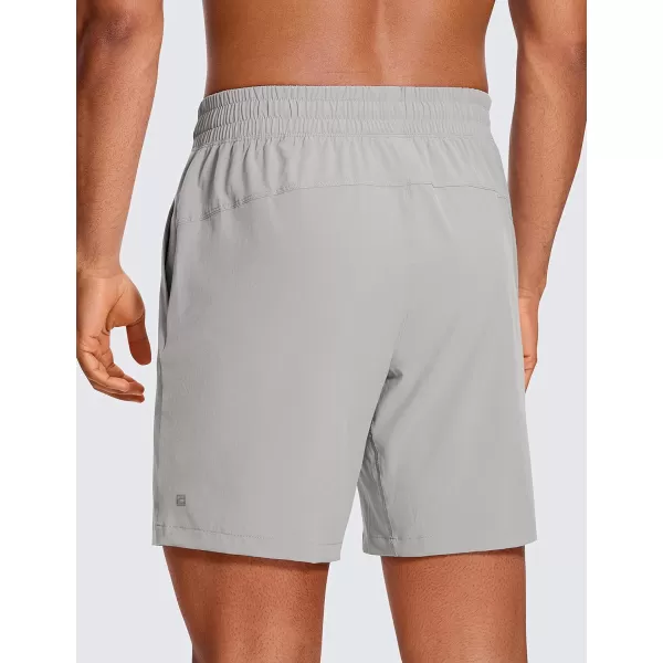 CRZ YOGA Mens Linerless Workout Shorts  7  9 Quick Dry Running Sports Athletic Gym Shorts with Pockets7 inches Dark Chrome