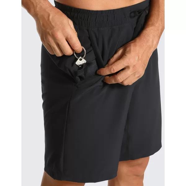 CRZ YOGA Mens Linerless Workout Shorts  7  9 Quick Dry Running Sports Athletic Gym Shorts with Pockets9 inches Black