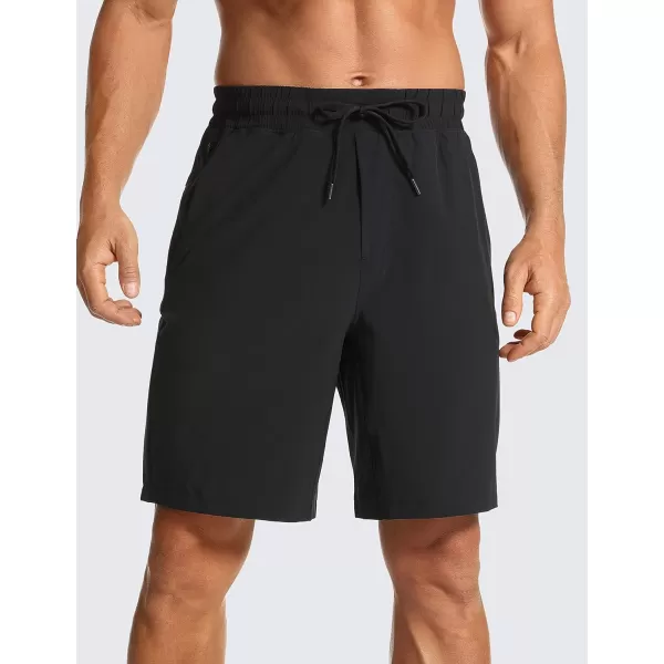 CRZ YOGA Mens Linerless Workout Shorts  7  9 Quick Dry Running Sports Athletic Gym Shorts with Pockets9 inches Black