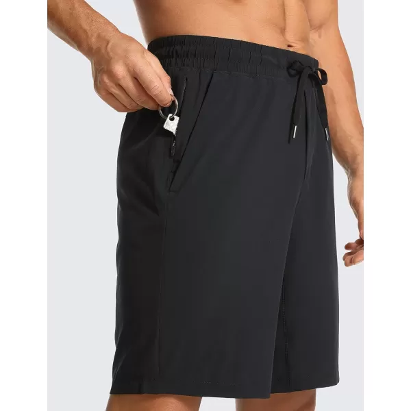 CRZ YOGA Mens Linerless Workout Shorts  7  9 Quick Dry Running Sports Athletic Gym Shorts with Pockets9 inches Black