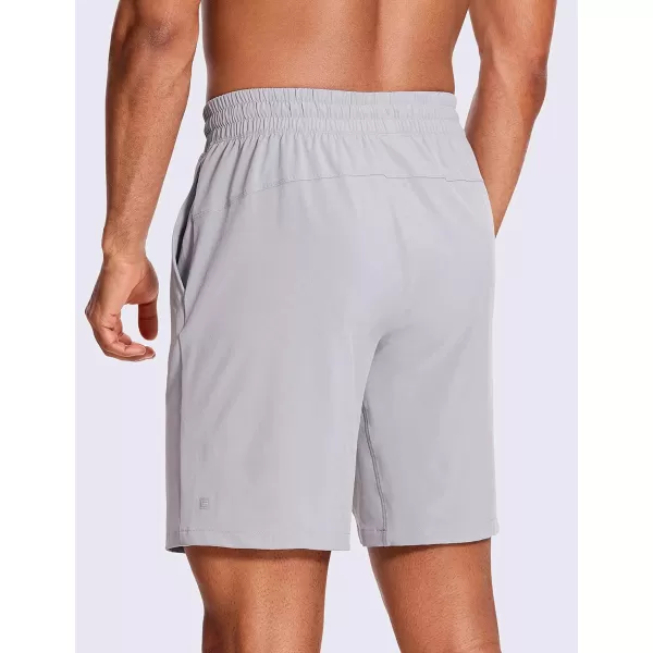 CRZ YOGA Mens Linerless Workout Shorts  7  9 Quick Dry Running Sports Athletic Gym Shorts with Pockets9 inches Gull Gray