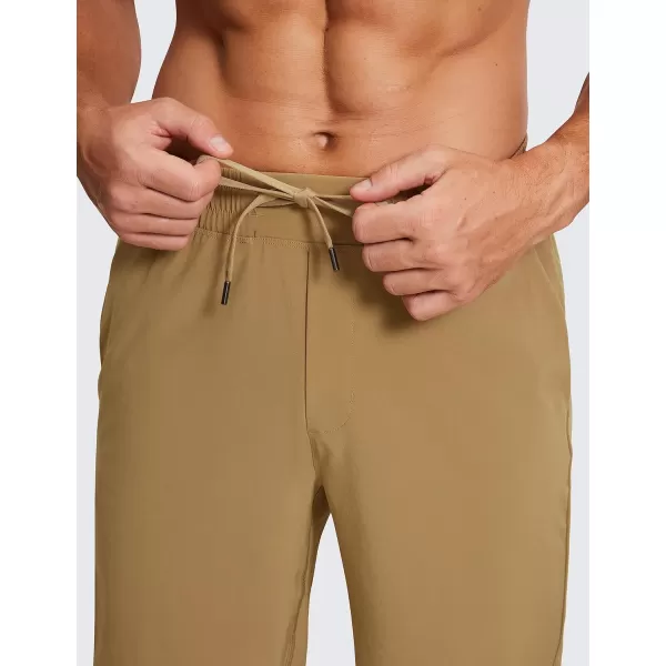 CRZ YOGA Mens Linerless Workout Shorts  7  9 Quick Dry Running Sports Athletic Gym Shorts with Pockets9 inches Khaki Sand