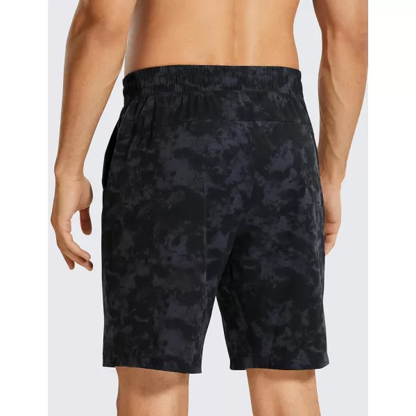CRZ YOGA Mens Linerless Workout Shorts  7  9 Quick Dry Running Sports Athletic Gym Shorts with Pockets9 inches Tie Dye Smoke Ink