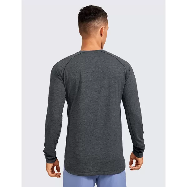 CRZ YOGA Mens Long Sleeve Shirts Lightweight Running Workout Shirts Moisture Wicking Quick Dry Tee Shirt TopsCarbon Heather