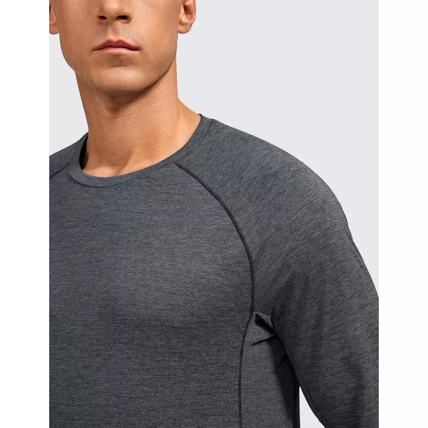 CRZ YOGA Mens Long Sleeve Shirts Lightweight Running Workout Shirts Moisture Wicking Quick Dry Tee Shirt TopsCarbon Heather