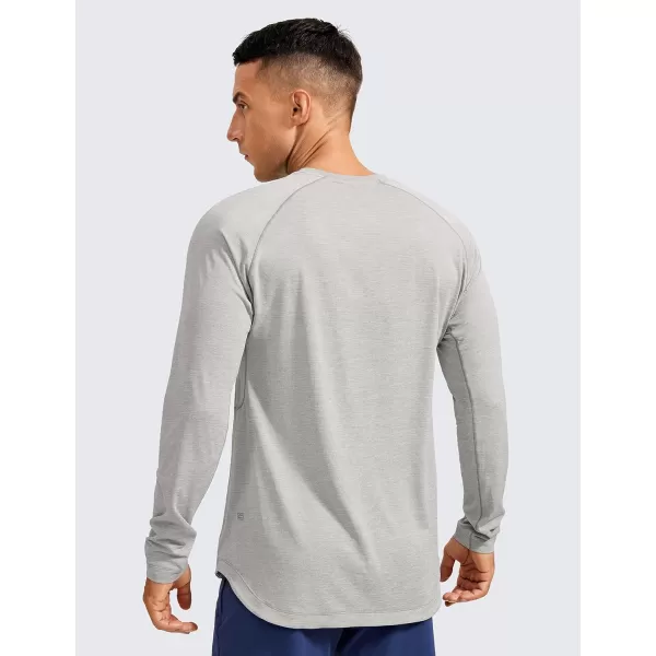 CRZ YOGA Mens Long Sleeve Shirts Lightweight Running Workout Shirts Moisture Wicking Quick Dry Tee Shirt TopsLight Gray Heather