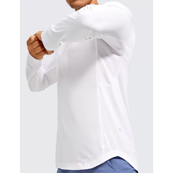 CRZ YOGA Mens Long Sleeve Shirts Lightweight Running Workout Shirts Moisture Wicking Quick Dry Tee Shirt TopsWhite