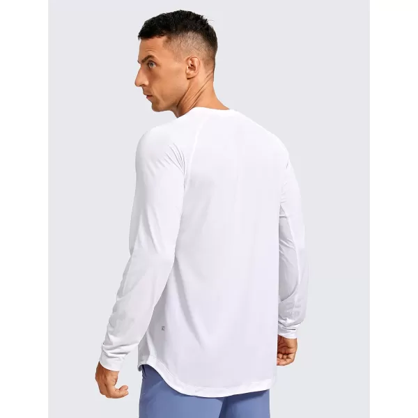 CRZ YOGA Mens Long Sleeve Shirts Lightweight Running Workout Shirts Moisture Wicking Quick Dry Tee Shirt TopsWhite