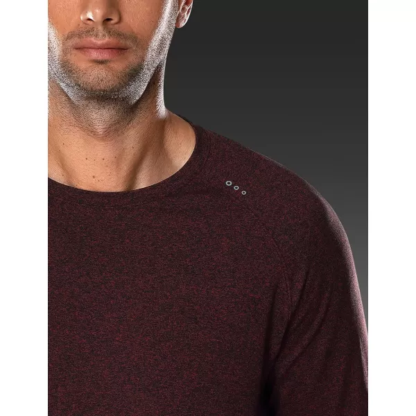 CRZ YOGA Mens Long Sleeve Tee Shirts Pullover Casual Lounge Shirts Quick Dry Running Gym Crew Neck TShirt TopsDark Red Heather