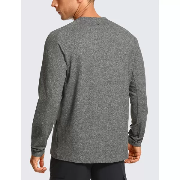 CRZ YOGA Mens Long Sleeve Tee Shirts Pullover Casual Lounge Shirts Quick Dry Running Gym Crew Neck TShirt TopsGrey Heather