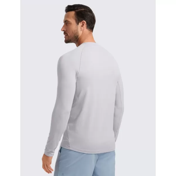 CRZ YOGA Mens Long Sleeve Tee Shirts Pullover Casual Lounge Shirts Quick Dry Running Gym Crew Neck TShirt TopsGull Gray