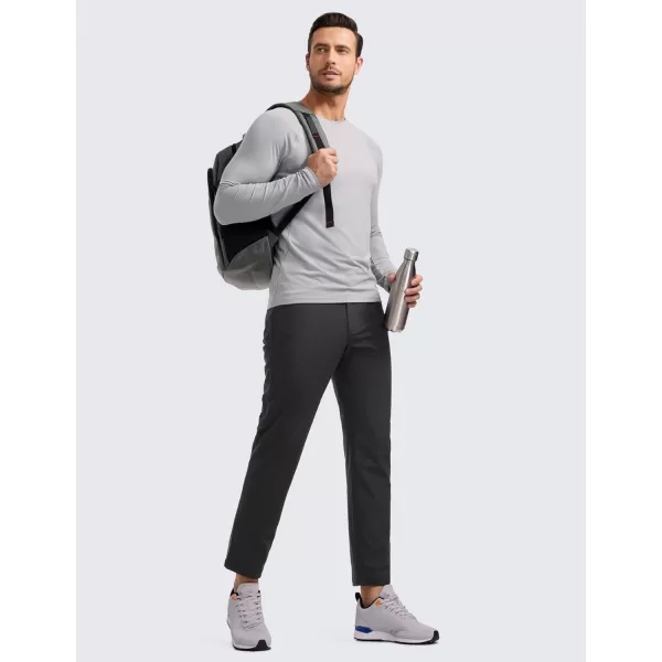 CRZ YOGA Mens Long Sleeve Tee Shirts Pullover Casual Lounge Shirts Quick Dry Running Gym Crew Neck TShirt TopsGull Gray