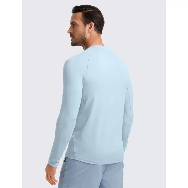 CRZ YOGA Mens Long Sleeve Tee Shirts Pullover Casual Lounge Shirts Quick Dry Running Gym Crew Neck TShirt TopsLight Grayish Blue