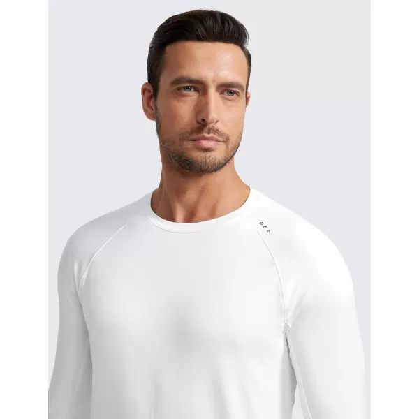 CRZ YOGA Mens Long Sleeve Tee Shirts Pullover Casual Lounge Shirts Quick Dry Running Gym Crew Neck TShirt TopsWhite