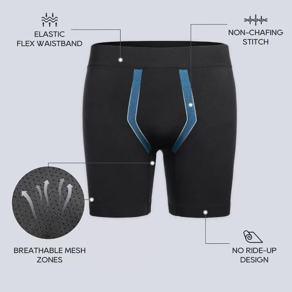 CRZ YOGA Mens Seamless 5 Boxer Briefs Breathable Sports Underwear 3PackBlack 3pack