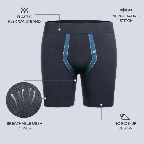 CRZ YOGA Mens Seamless 5 Boxer Briefs Breathable Sports Underwear 3PackBlackTrue Navy 3pack