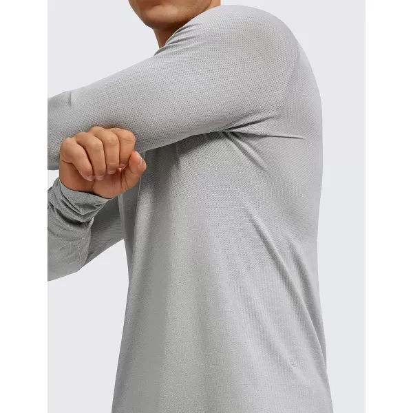 CRZ YOGA Mens Seamless Long Sleeve Tee Shirts Moisture Wicking Workout Athletic Running Shirts Breathable Gym TopsCharcoal Grey Heather