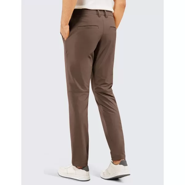 CRZ YOGA Mens Stretch Golf Pants  313335 Slim Fit Stretch Waterproof Outdoor Thick Golf Work Pant with Pockets31 inseam Dark Olive Brown