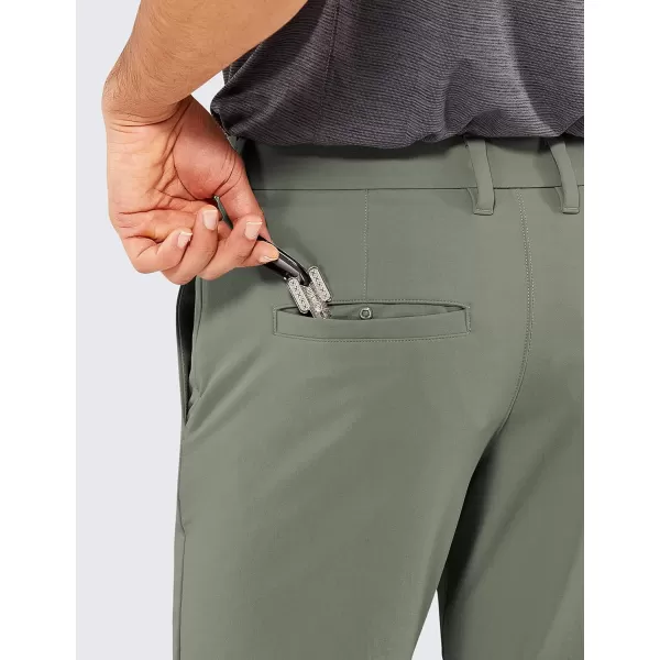 CRZ YOGA Mens Stretch Golf Pants  313335 Slim Fit Stretch Waterproof Outdoor Thick Golf Work Pant with Pockets31 inseam Grey Sage