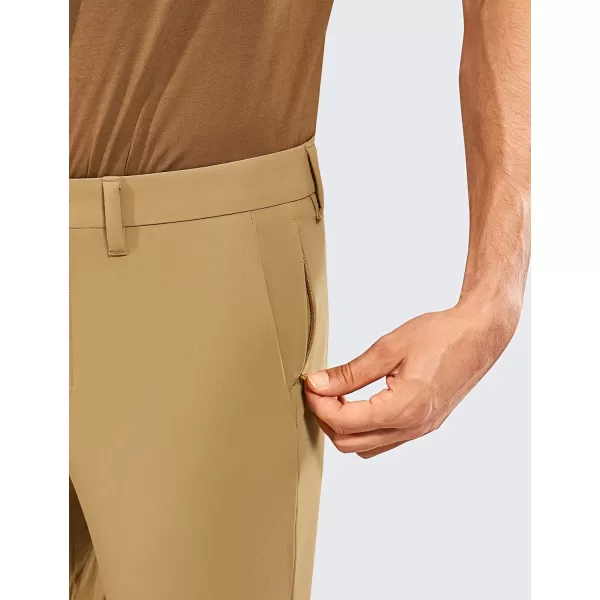 CRZ YOGA Mens Stretch Golf Pants  313335 Slim Fit Stretch Waterproof Outdoor Thick Golf Work Pant with Pockets31 inseam Khaki