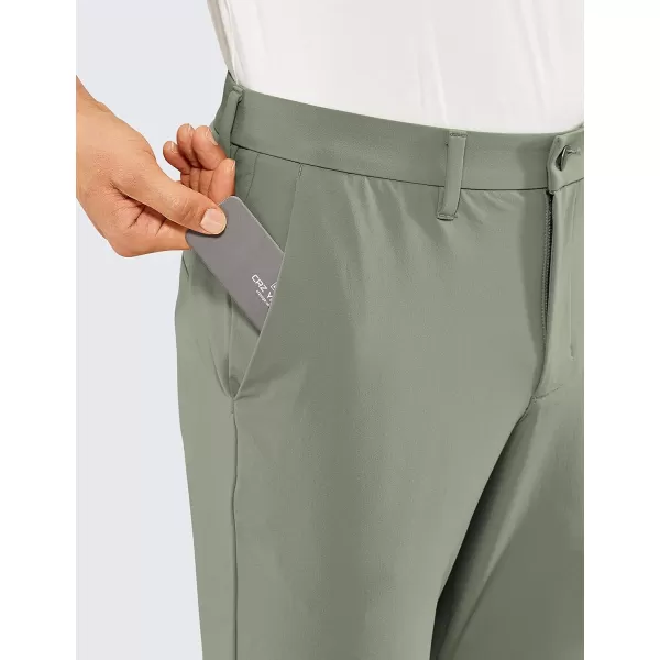 CRZ YOGA Mens Stretch Golf Pants  313335 Slim Fit Stretch Waterproof Outdoor Thick Golf Work Pant with Pockets33 inseam Grey Sage