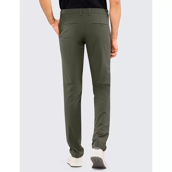 CRZ YOGA Mens Stretch Golf Pants  313335 Slim Fit Stretch Waterproof Outdoor Thick Golf Work Pant with Pockets33 inseam Mountain Green