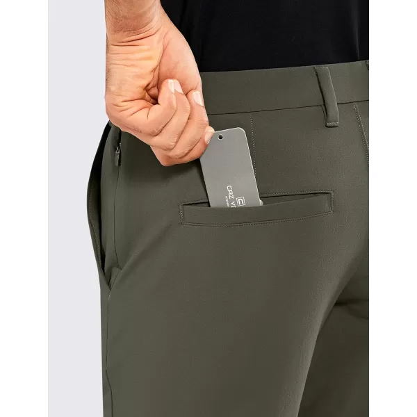 CRZ YOGA Mens Stretch Golf Pants  313335 Slim Fit Stretch Waterproof Outdoor Thick Golf Work Pant with Pockets33 inseam Mountain Green