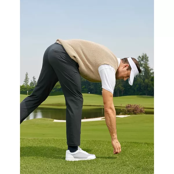 CRZ YOGA Mens Stretch Golf Pants  313335 Slim Fit Stretch Waterproof Outdoor Thick Golf Work Pant with Pockets35 inseam Melanite