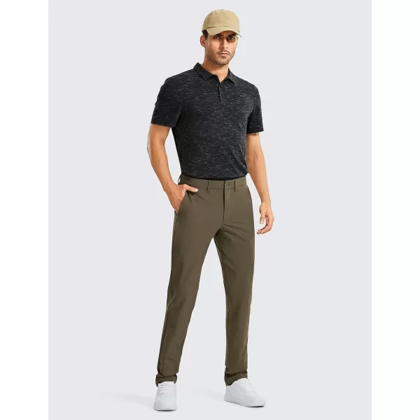 CRZ YOGA Mens Stretch Golf Pants  313335 Slim Fit Stretch Waterproof Outdoor Thick Golf Work Pant with Pockets35 inseam Olive Yellow