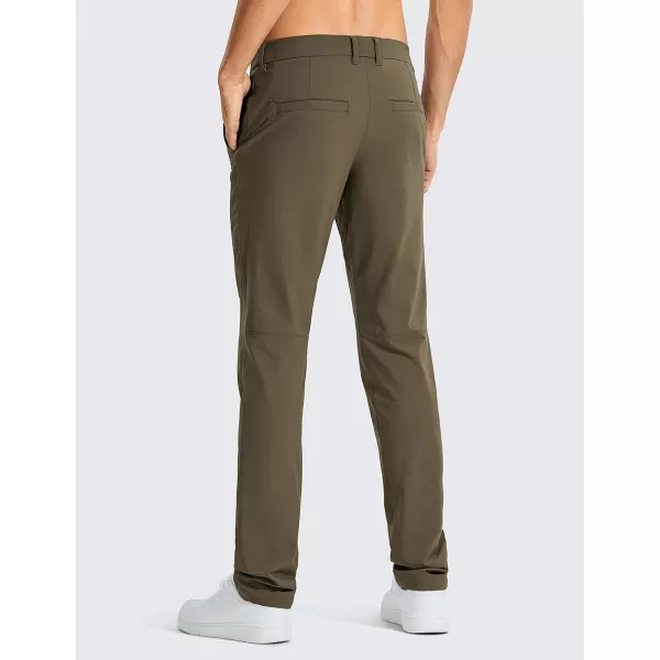 CRZ YOGA Mens Stretch Golf Pants  313335 Slim Fit Stretch Waterproof Outdoor Thick Golf Work Pant with Pockets35 inseam Olive Yellow