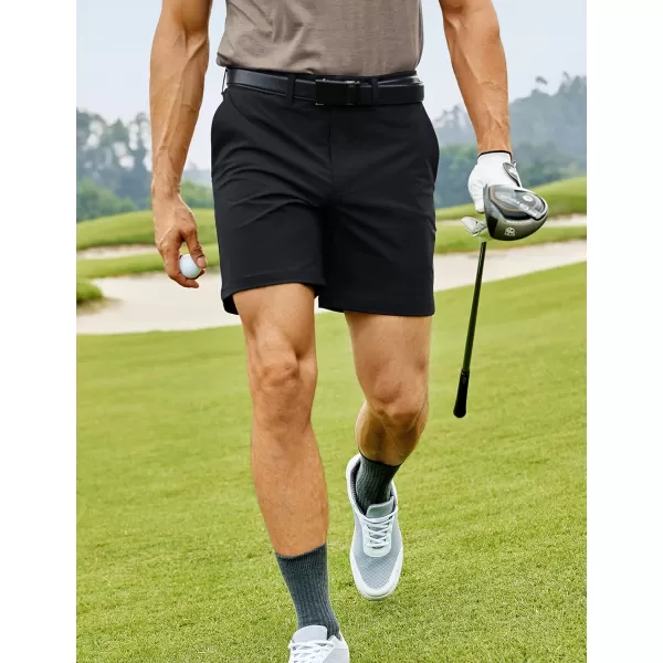 CRZ YOGA Mens Stretch Golf Shorts  79 Slim Fit Waterproof Athletic Casual Work Shorts with Pockets7 inches Black