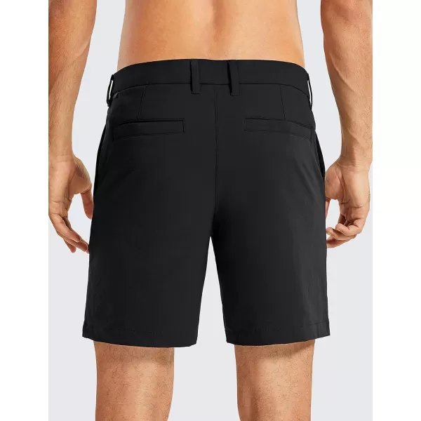 CRZ YOGA Mens Stretch Golf Shorts  79 Slim Fit Waterproof Athletic Casual Work Shorts with Pockets7 inches Black