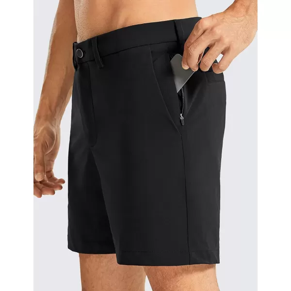 CRZ YOGA Mens Stretch Golf Shorts  79 Slim Fit Waterproof Athletic Casual Work Shorts with Pockets7 inches Black