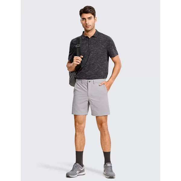 CRZ YOGA Mens Stretch Golf Shorts  79 Slim Fit Waterproof Athletic Casual Work Shorts with Pockets7 inches Gull Gray