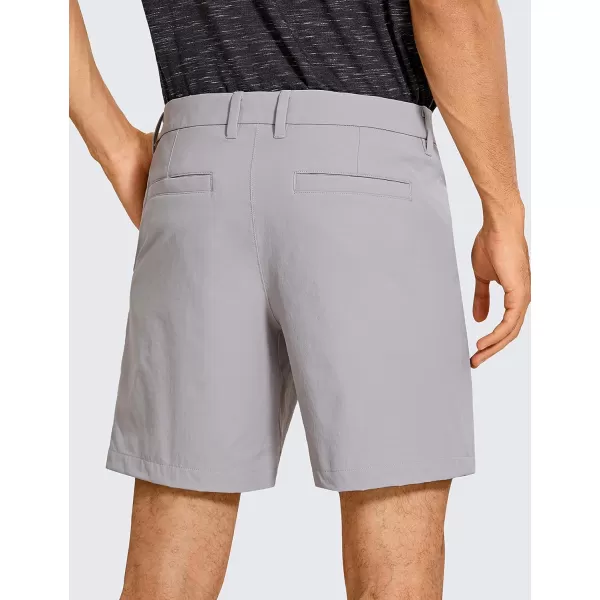 CRZ YOGA Mens Stretch Golf Shorts  79 Slim Fit Waterproof Athletic Casual Work Shorts with Pockets7 inches Gull Gray