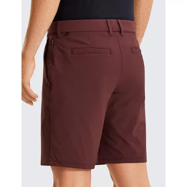 CRZ YOGA Mens Stretch Golf Shorts  79 Slim Fit Waterproof Athletic Casual Work Shorts with Pockets9 inches Dark Red