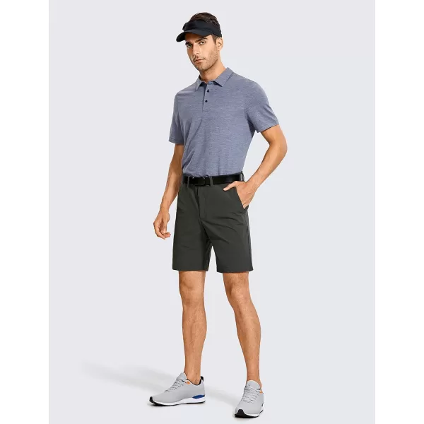 CRZ YOGA Mens Stretch Golf Shorts  79 Slim Fit Waterproof Athletic Casual Work Shorts with Pockets9 inches Ink Gray