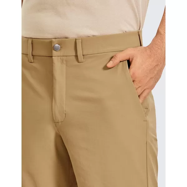 CRZ YOGA Mens Stretch Golf Shorts  79 Slim Fit Waterproof Athletic Casual Work Shorts with Pockets9 inches Khaki