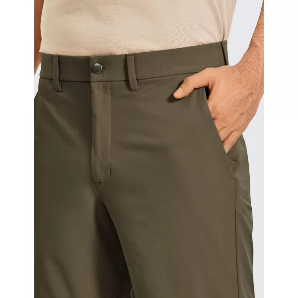 CRZ YOGA Mens Stretch Golf Shorts  79 Slim Fit Waterproof Athletic Casual Work Shorts with Pockets9 inches Olive Yellow