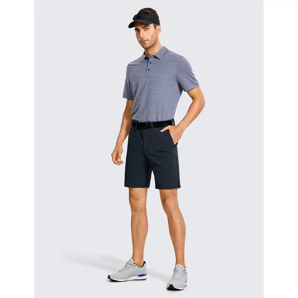 CRZ YOGA Mens Stretch Golf Shorts  79 Slim Fit Waterproof Athletic Casual Work Shorts with Pockets9 inches True Navy