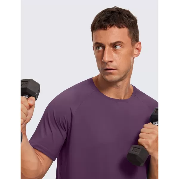 CRZ YOGA Mens Workout Short Sleeve TShirt Quick Dry Gym Athletic Running Stretchy Tee Shirts TopDeep Crocus Violet3