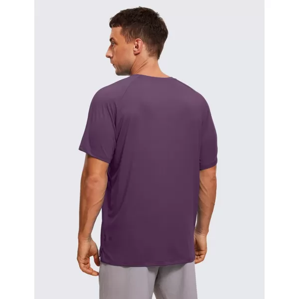 CRZ YOGA Mens Workout Short Sleeve TShirt Quick Dry Gym Athletic Running Stretchy Tee Shirts TopDeep Crocus Violet3