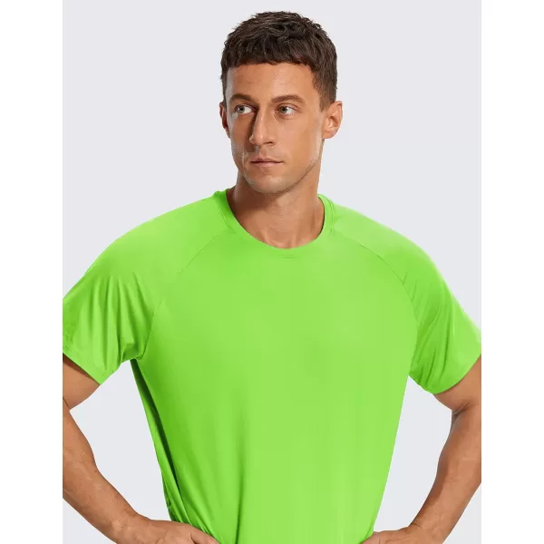 CRZ YOGA Mens Workout Short Sleeve TShirt Quick Dry Gym Athletic Running Stretchy Tee Shirts TopGreen Glow