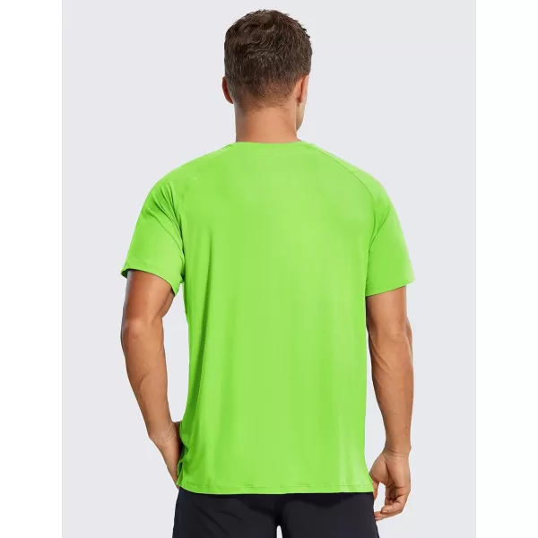 CRZ YOGA Mens Workout Short Sleeve TShirt Quick Dry Gym Athletic Running Stretchy Tee Shirts TopGreen Glow