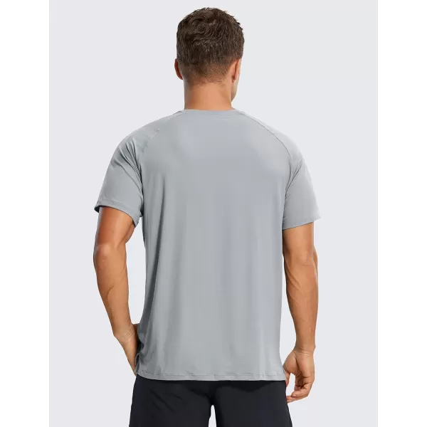 CRZ YOGA Mens Workout Short Sleeve TShirt Quick Dry Gym Athletic Running Stretchy Tee Shirts TopSilver Gray