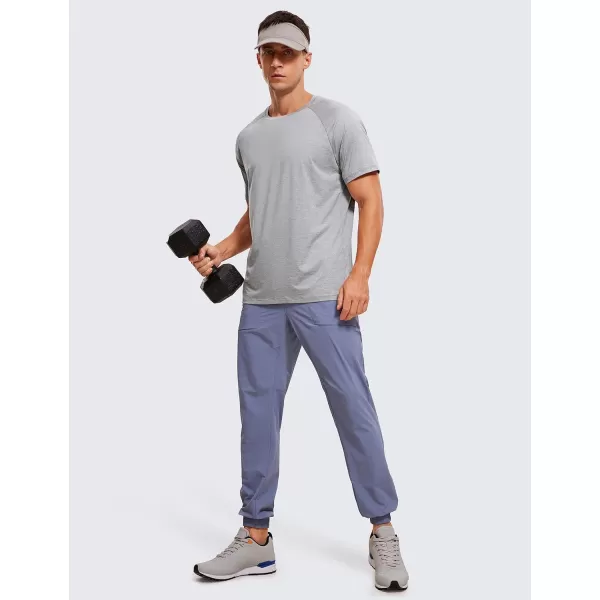 CRZ YOGA Mens Workout Short Sleeve TShirt Quick Dry Gym Athletic Running Stretchy Tee Shirts TopSilver Mist