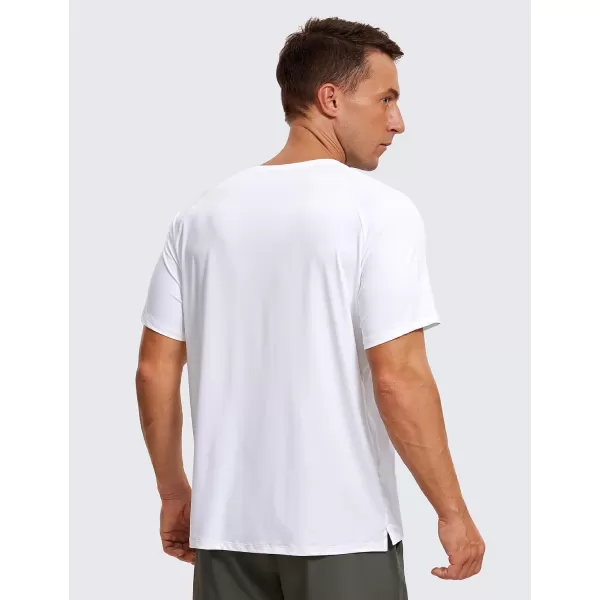 CRZ YOGA Mens Workout Short Sleeve TShirt Quick Dry Gym Athletic Running Stretchy Tee Shirts TopWhite